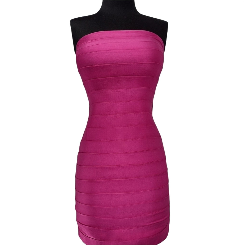 BODYCON FUSCIA STRAPLESS MINI DRESS SZ 2
